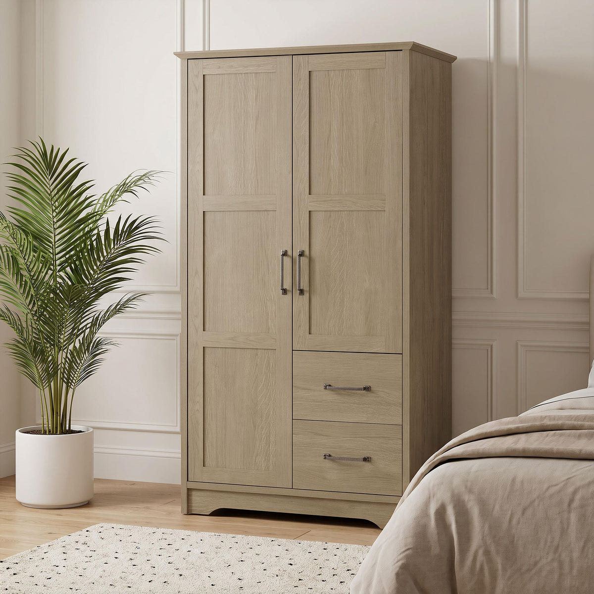 Cassara Latte 2-Door Wardrobe Storage Cabinet from Coaster - Luna Furniture