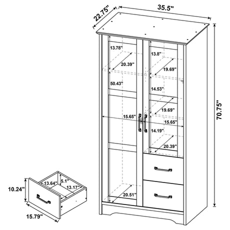 Cassara Latte 2-Door Wardrobe Storage Cabinet from Coaster - Luna Furniture