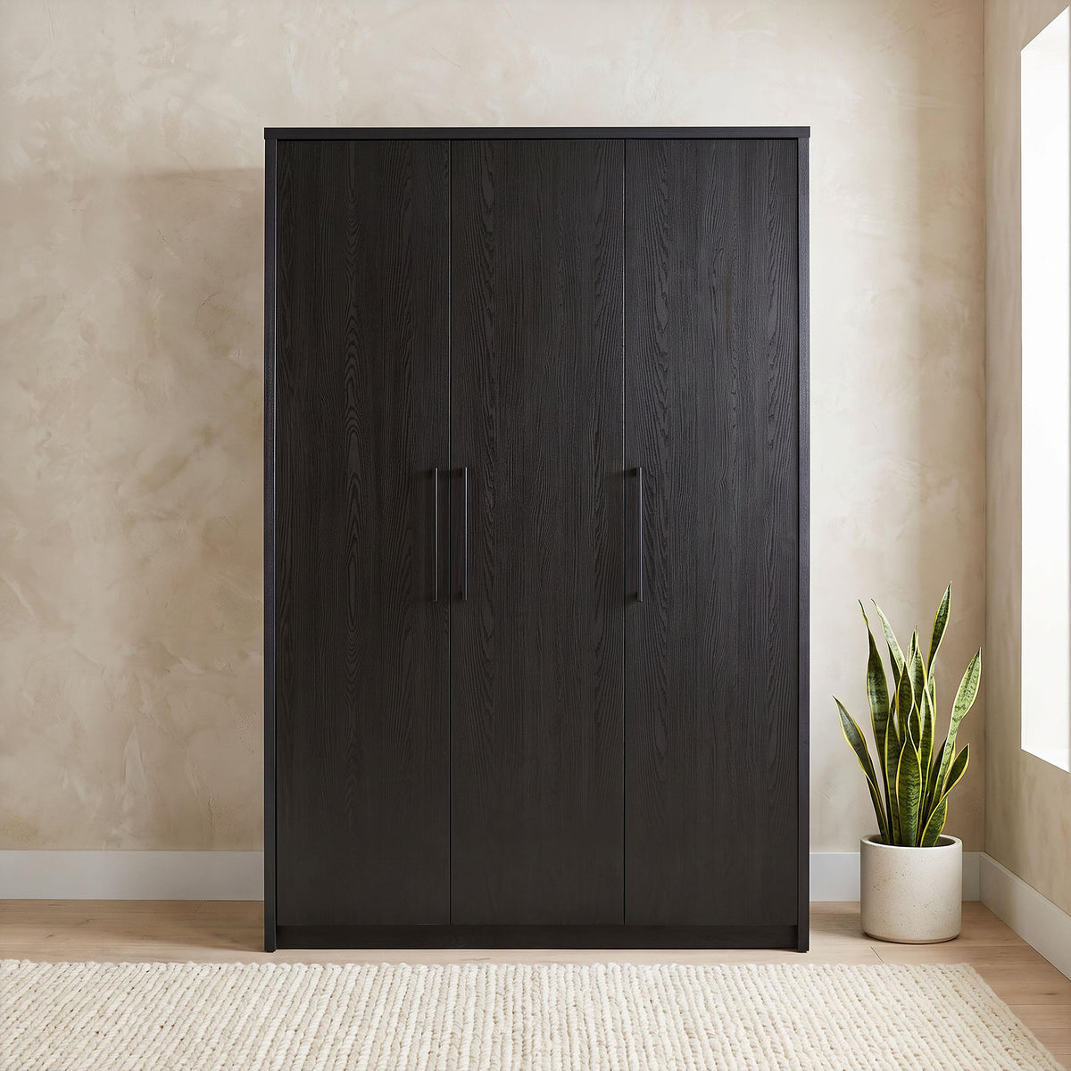Cerda Black 3-door Bedroom Wardrobe Storage Cabinet Armoire from Coaster - Luna Furniture