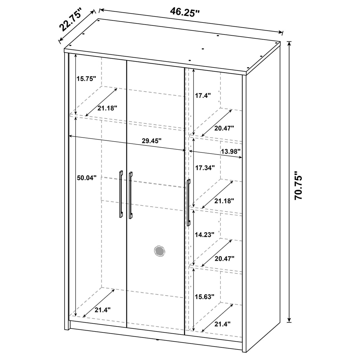 Cerda Black 3-door Bedroom Wardrobe Storage Cabinet Armoire from Coaster - Luna Furniture