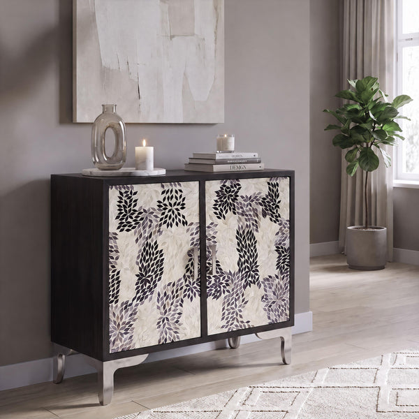 Forbes Black 2-Door Bone Inlay Accent Cabinet