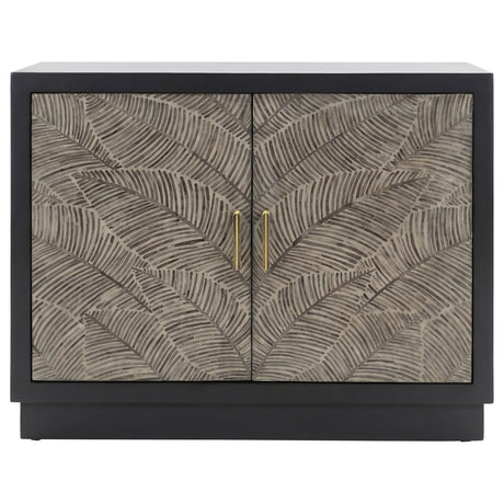 Kerrick Beige/Black 2-Door Bone Inlay Accent Cabinet from Coaster - Luna Furniture