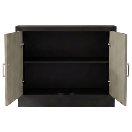 Kerrick Beige/Black 2-Door Bone Inlay Accent Cabinet from Coaster - Luna Furniture