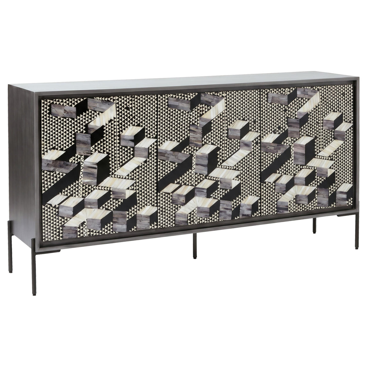 Krause Grey 3-door Bone Inlay Accent Cabinet and Black from Coaster - Luna Furniture