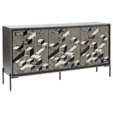 Krause Grey 3-door Bone Inlay Accent Cabinet and Black from Coaster - Luna Furniture