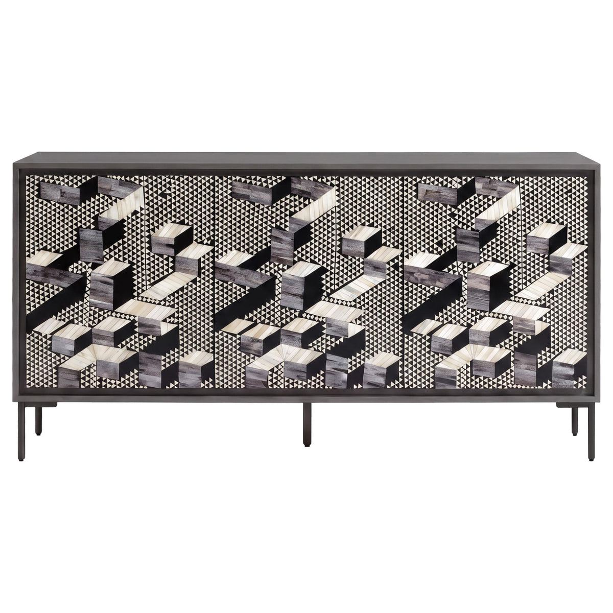 Krause Grey 3-door Bone Inlay Accent Cabinet and Black from Coaster - Luna Furniture
