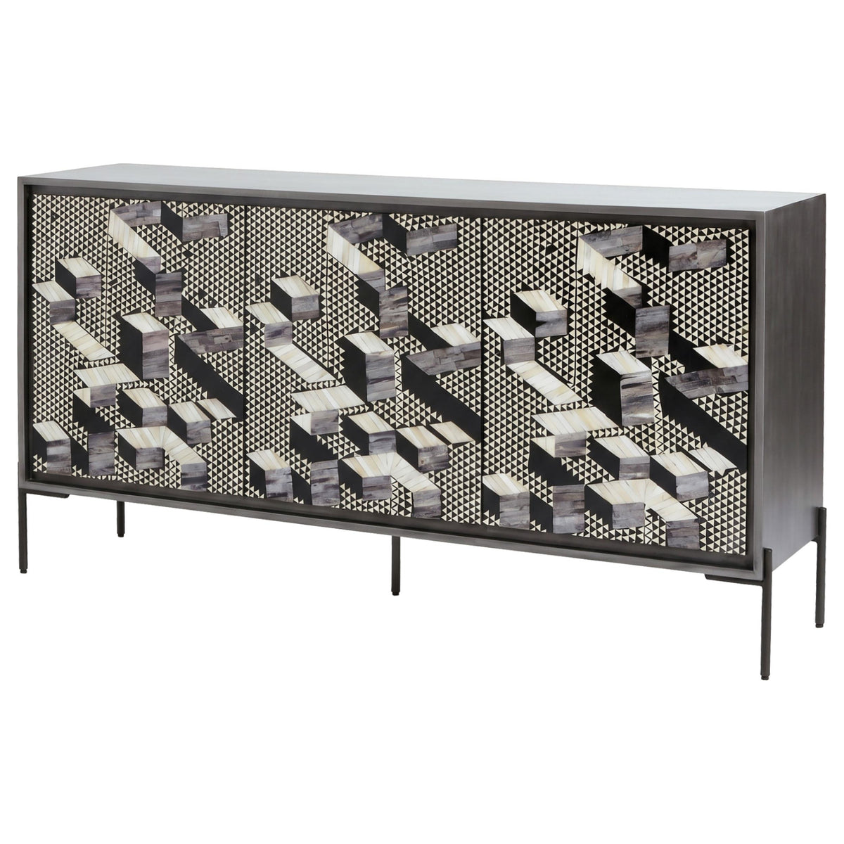 Krause Grey 3-door Bone Inlay Accent Cabinet and Black from Coaster - Luna Furniture