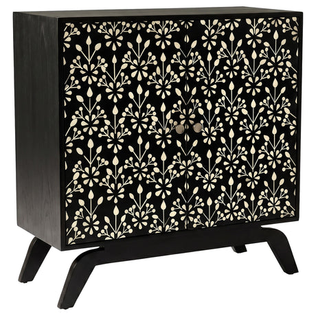 Marlon Black 2-Door Floral Bone Inlay Accent Cabinet from Coaster - Luna Furniture
