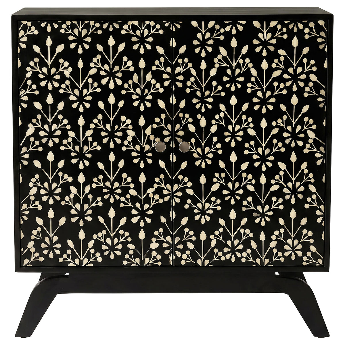 Marlon Black 2-Door Floral Bone Inlay Accent Cabinet from Coaster - Luna Furniture