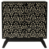 Marlon Black 2-Door Floral Bone Inlay Accent Cabinet from Coaster - Luna Furniture