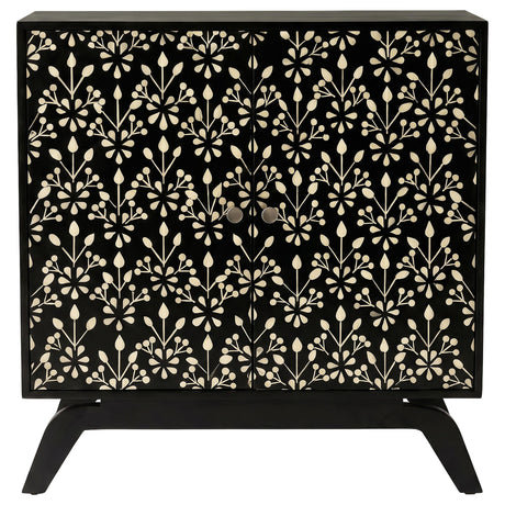 Marlon Black 2-Door Floral Bone Inlay Accent Cabinet from Coaster - Luna Furniture