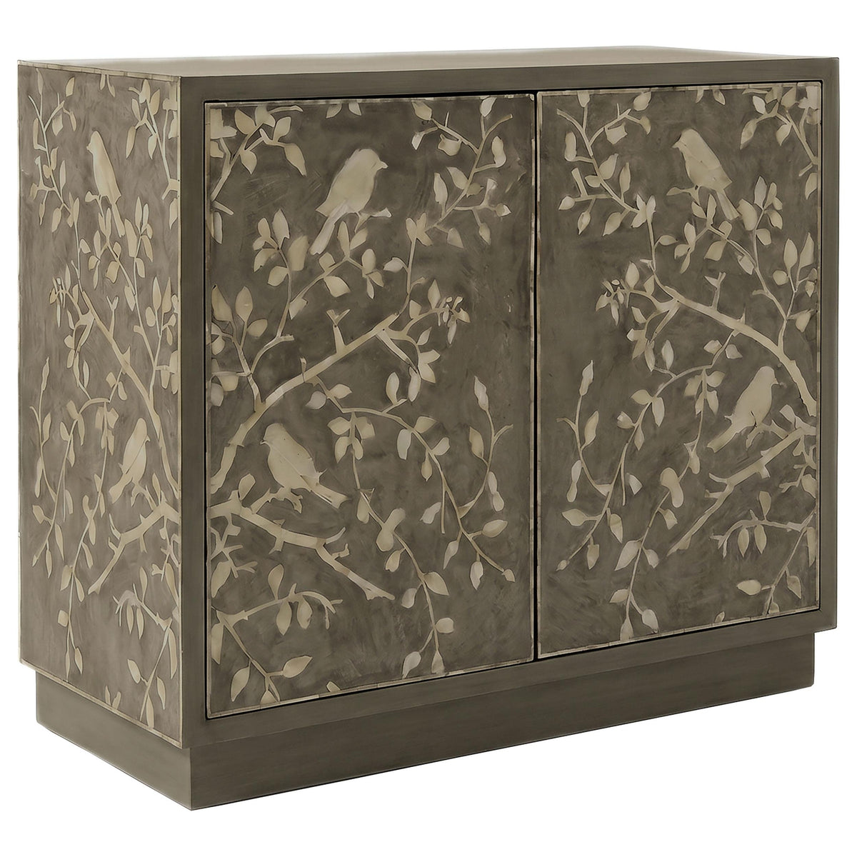 Parkes Distressed Grey 2-door Bone Inlay Accent Cabinet from Coaster - Luna Furniture