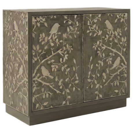 Parkes Distressed Gray 2-Door Bone Inlay Accent Cabinet from Coaster - Luna Furniture