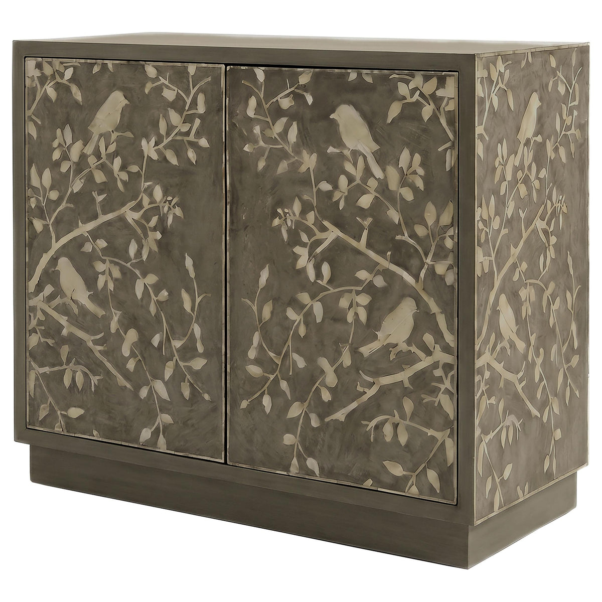 Parkes Distressed Grey 2-door Bone Inlay Accent Cabinet from Coaster - Luna Furniture