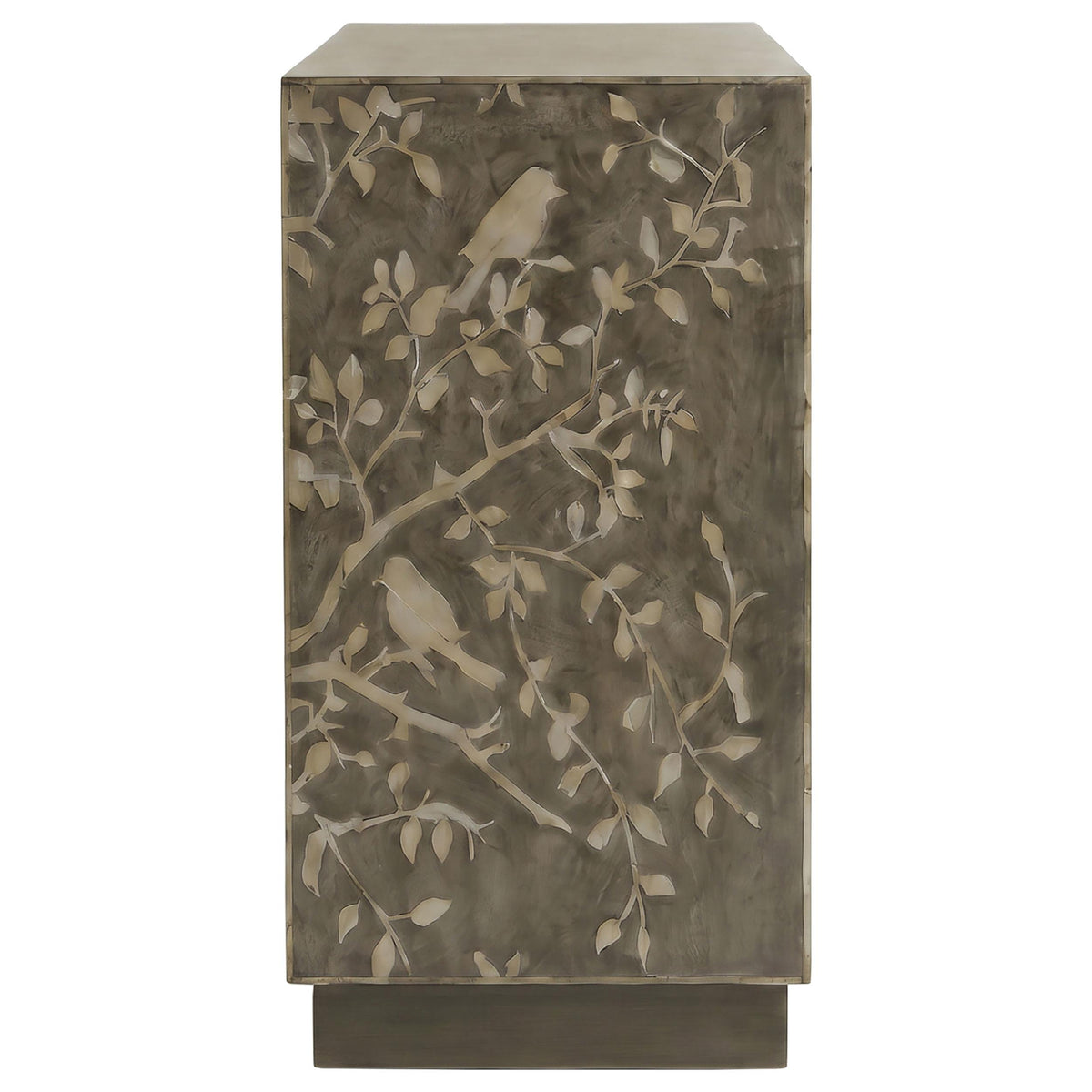 Parkes Distressed Grey 2-door Bone Inlay Accent Cabinet from Coaster - Luna Furniture