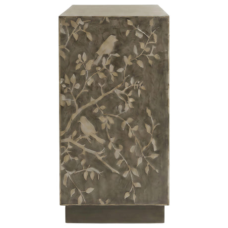 Parkes Distressed Gray 2-Door Bone Inlay Accent Cabinet from Coaster - Luna Furniture