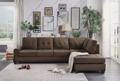 Maston Chocolate 2-Piece Reversible Sectional with Drop-Down Cup Holders from Homelegance - Luna Furniture