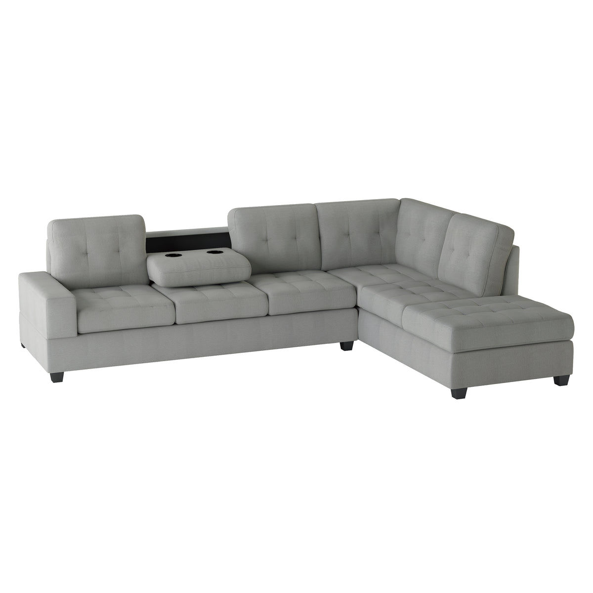 Maston Gray 2-Piece Reversible Sectional with Drop-Down Cup Holders from Homelegance - Luna Furniture