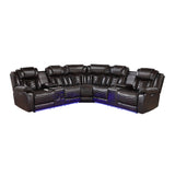 9508DB*SCPW (3)3-Piece Power Reclining Sectional with Consoles, Speakers, Subwoofer and LED Lighting from Homelegance - Luna Furniture