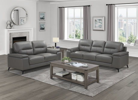 Mischa Dark Gray Top-Grain Leather Loveseat from Homelegance - Luna Furniture