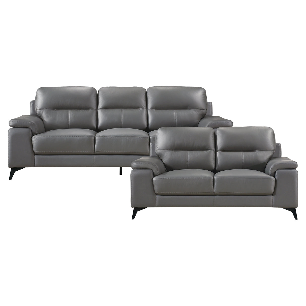 Mischa Dark Gray Top-Grain Leather Loveseat from Homelegance - Luna Furniture