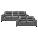 Mischa Dark Gray Top-Grain Leather Loveseat from Homelegance - Luna Furniture