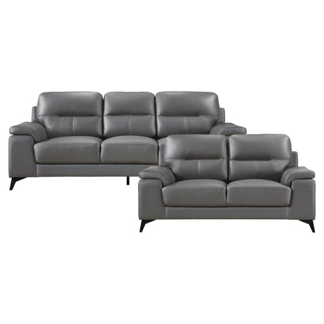 Mischa Dark Gray Top-Grain Leather Loveseat from Homelegance - Luna Furniture