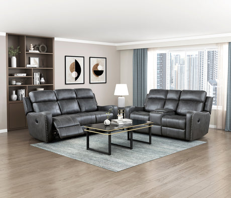 Fairway Black Power Double Reclining Loveseat with Center Console from Homelegance - Luna Furniture