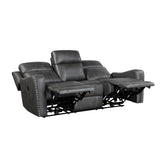 Fairway Black Power Double Reclining Loveseat with Center Console from Homelegance - Luna Furniture
