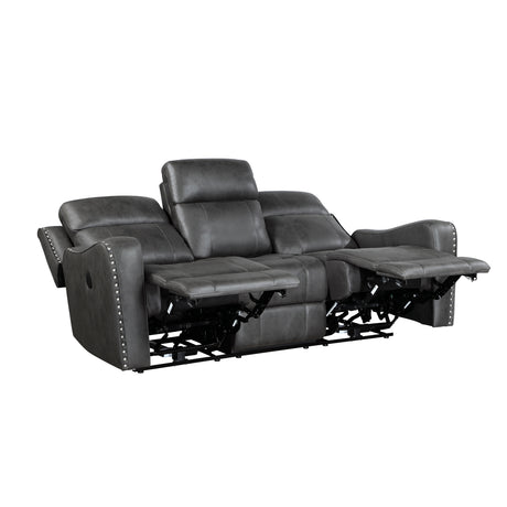 Fairway Black Power Double Reclining Loveseat with Center Console from Homelegance - Luna Furniture