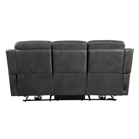 Fairway Black Power Double Reclining Loveseat with Center Console from Homelegance - Luna Furniture
