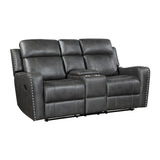 Kellen Smoky Gray Double Reclining Loveseat with Center Console from Homelegance - Luna Furniture