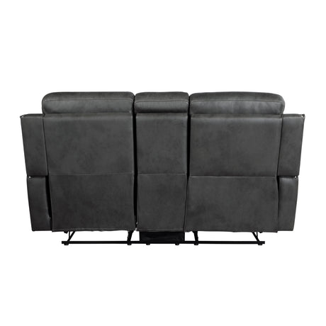 Kellen Smoky Gray Double Reclining Loveseat with Center Console from Homelegance - Luna Furniture