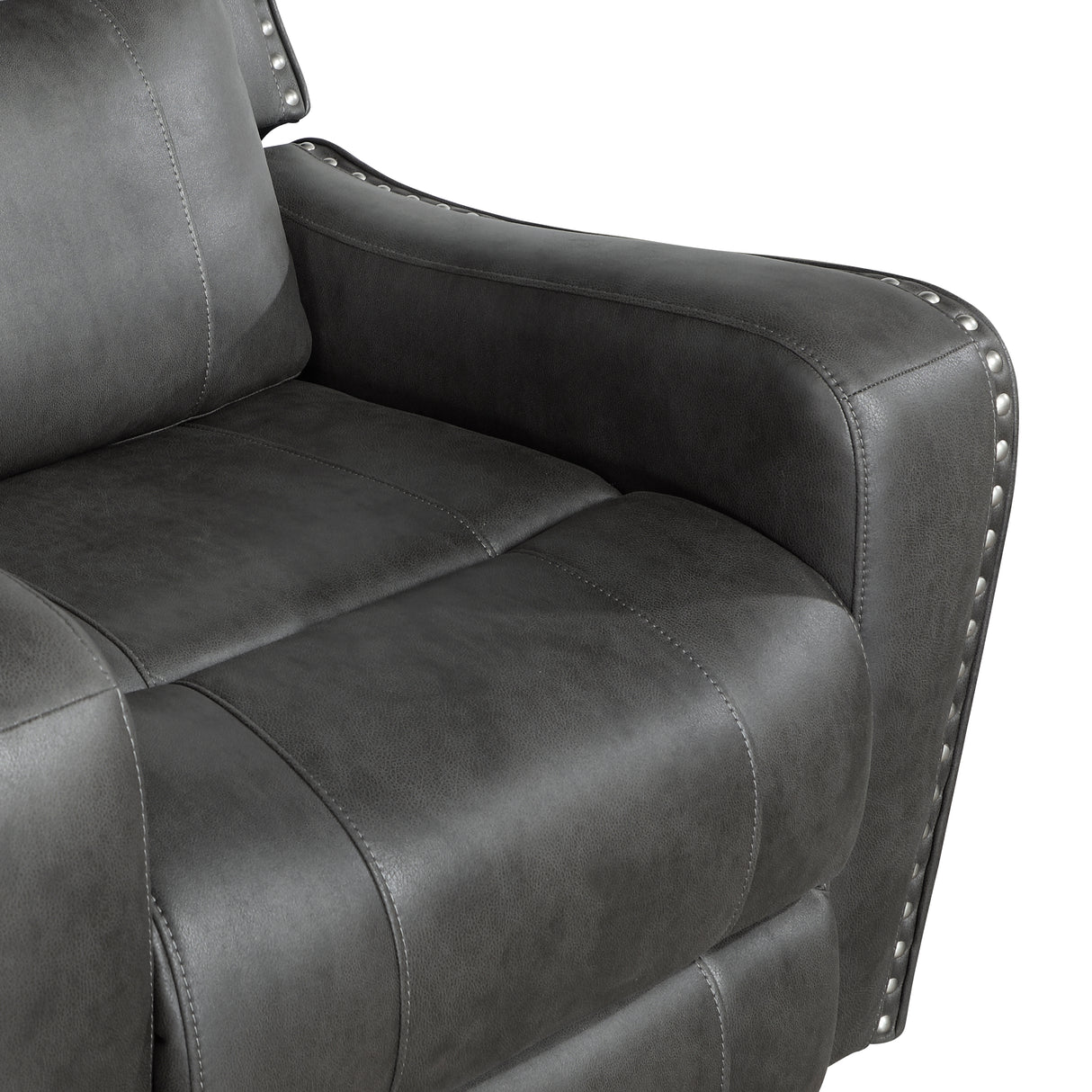 Kellen Smoky Gray Power Double Reclining Loveseat with Center Console from Homelegance - Luna Furniture