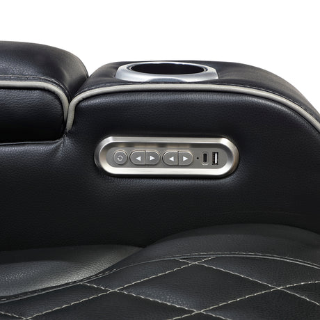 Fairway Black Power Double Reclining Loveseat with Center Console from Homelegance - Luna Furniture