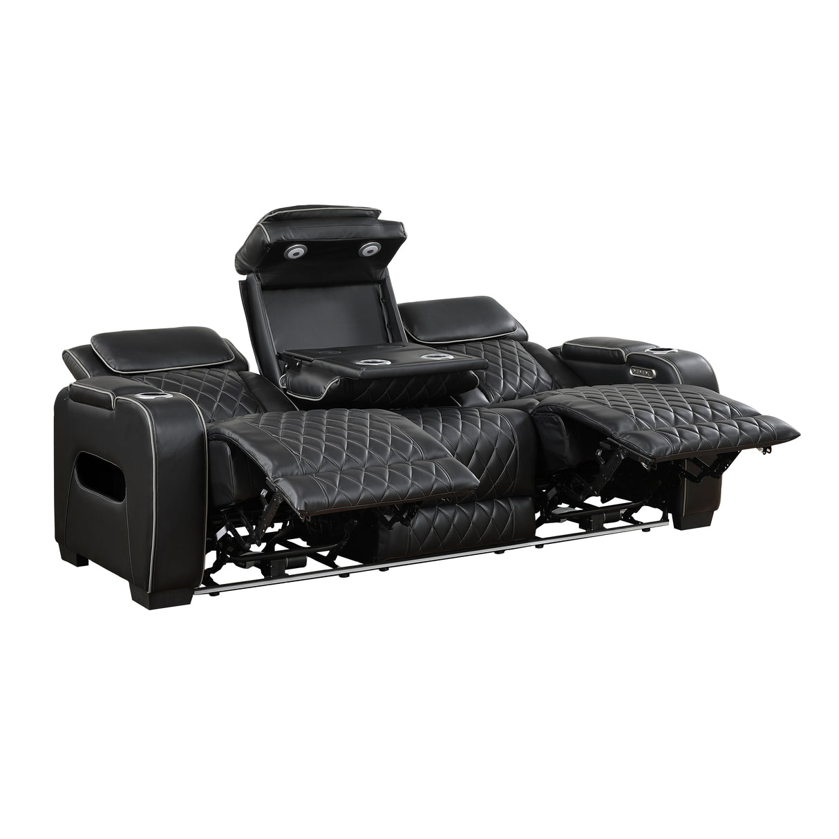 Fairway Black Power Double Reclining Loveseat with Center Console from Homelegance - Luna Furniture