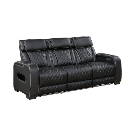 Fairway Black Power Double Reclining Loveseat with Center Console from Homelegance - Luna Furniture