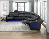 Fairway Black 3-Piece LED Power Reclining Sectional with Consoles and Wireless Speakers from Homelegance - Luna Furniture