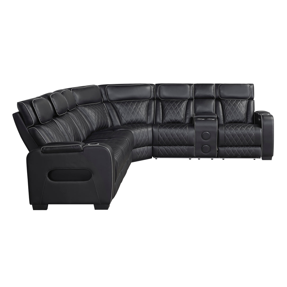 Fairway Black 3-Piece LED Power Reclining Sectional with Consoles and Wireless Speakers from Homelegance - Luna Furniture