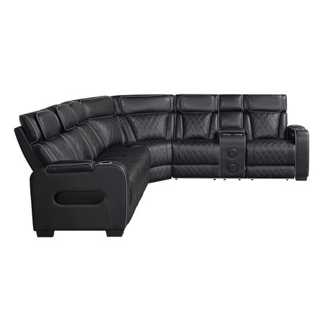 Fairway Black 3-Piece LED Power Reclining Sectional with Consoles and Wireless Speakers from Homelegance - Luna Furniture