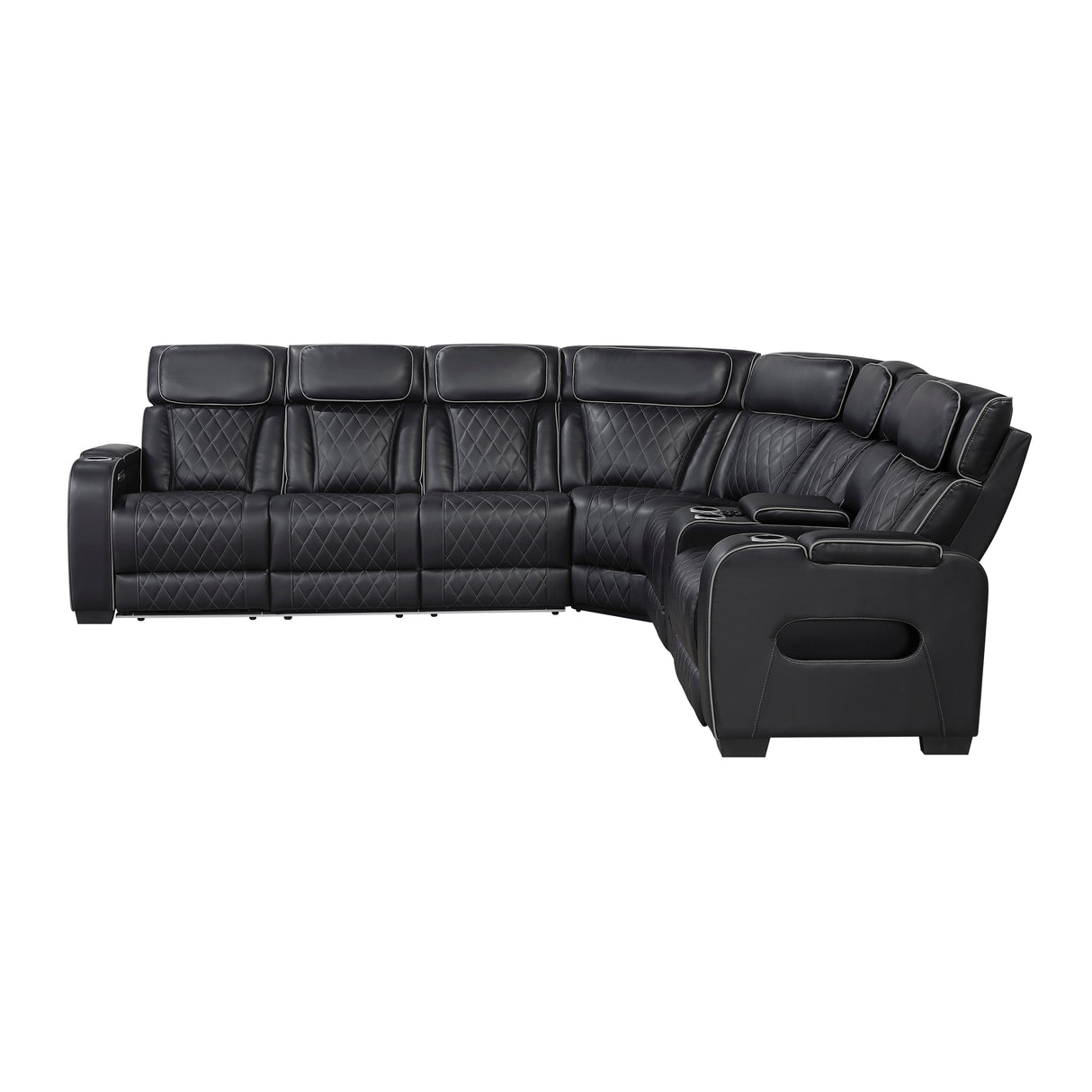 Fairway Black 3-Piece LED Power Reclining Sectional with Consoles and Wireless Speakers from Homelegance - Luna Furniture