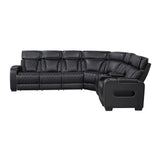 Fairway Black 3-Piece LED Power Reclining Sectional with Consoles and Wireless Speakers from Homelegance - Luna Furniture