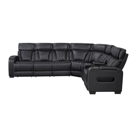 Fairway Black 3-Piece LED Power Reclining Sectional with Consoles and Wireless Speakers from Homelegance - Luna Furniture