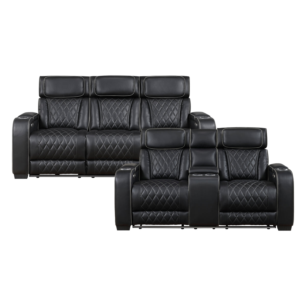 9516BLK*2PWH 2pc Set: Sofa, Love (Power) from Homelegance - Luna Furniture