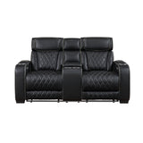 Fairway Black Power Double Reclining Loveseat with Center Console from Homelegance - Luna Furniture