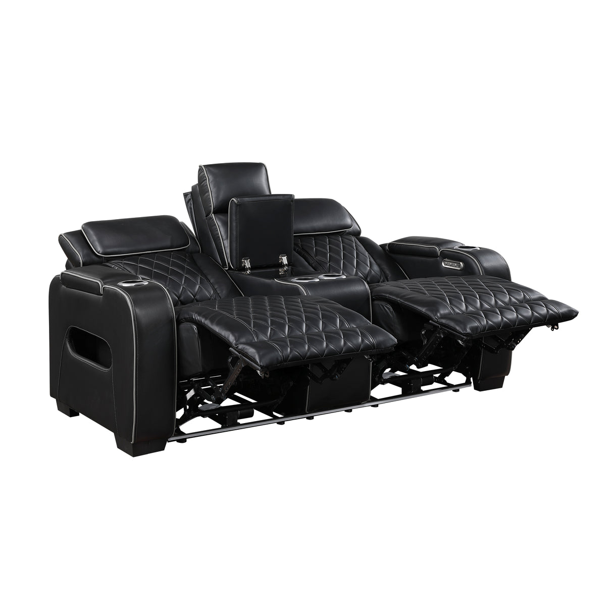 Fairway Black Power Double Reclining Loveseat with Center Console from Homelegance - Luna Furniture