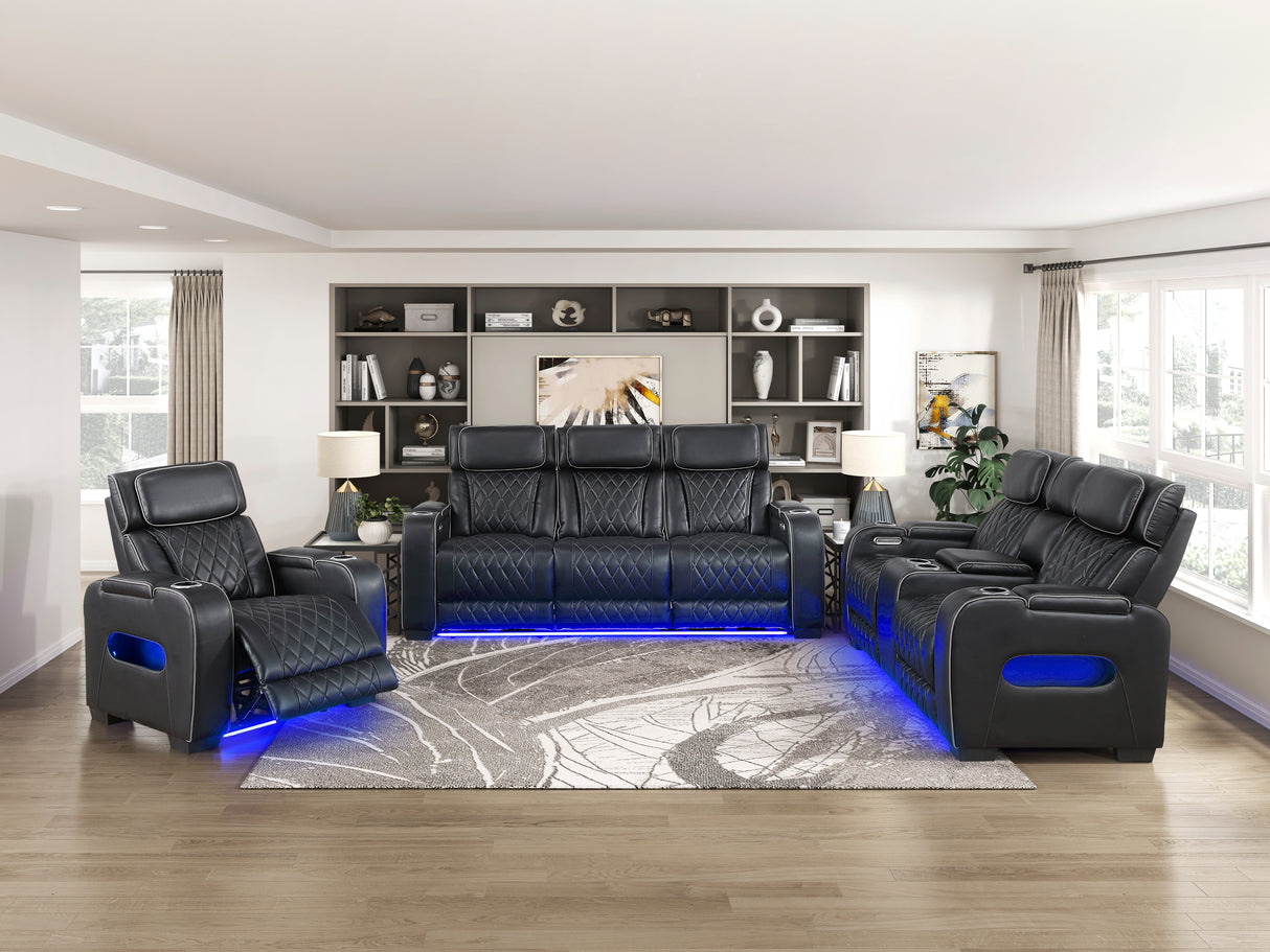 Fairway Black Power Double Reclining Sofa from Homelegance - Luna Furniture