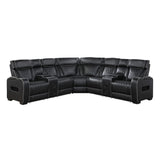 Fairway Black 3-Piece LED Power Reclining Sectional with Consoles and Wireless speakers from Homelegance - Luna Furniture