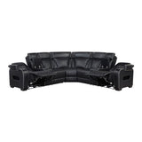 Fairway Black 3-Piece LED Power Reclining Sectional with Consoles and Wireless speakers from Homelegance - Luna Furniture