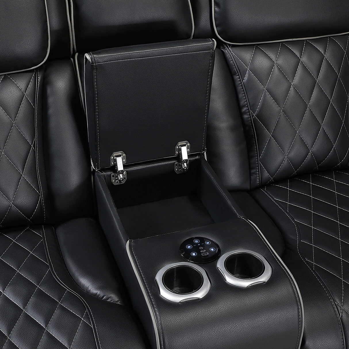 Fairway Black 3-Piece LED Power Reclining Sectional with Consoles and Wireless speakers from Homelegance - Luna Furniture